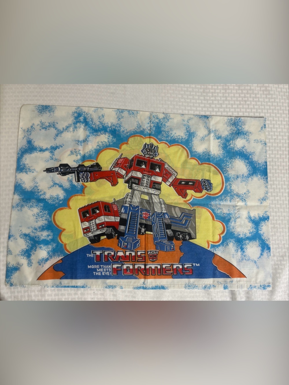 Vintage 1984 Transformers G1 Optimus Prime Pillowcase Hasbro 29X20" COLORFUL.